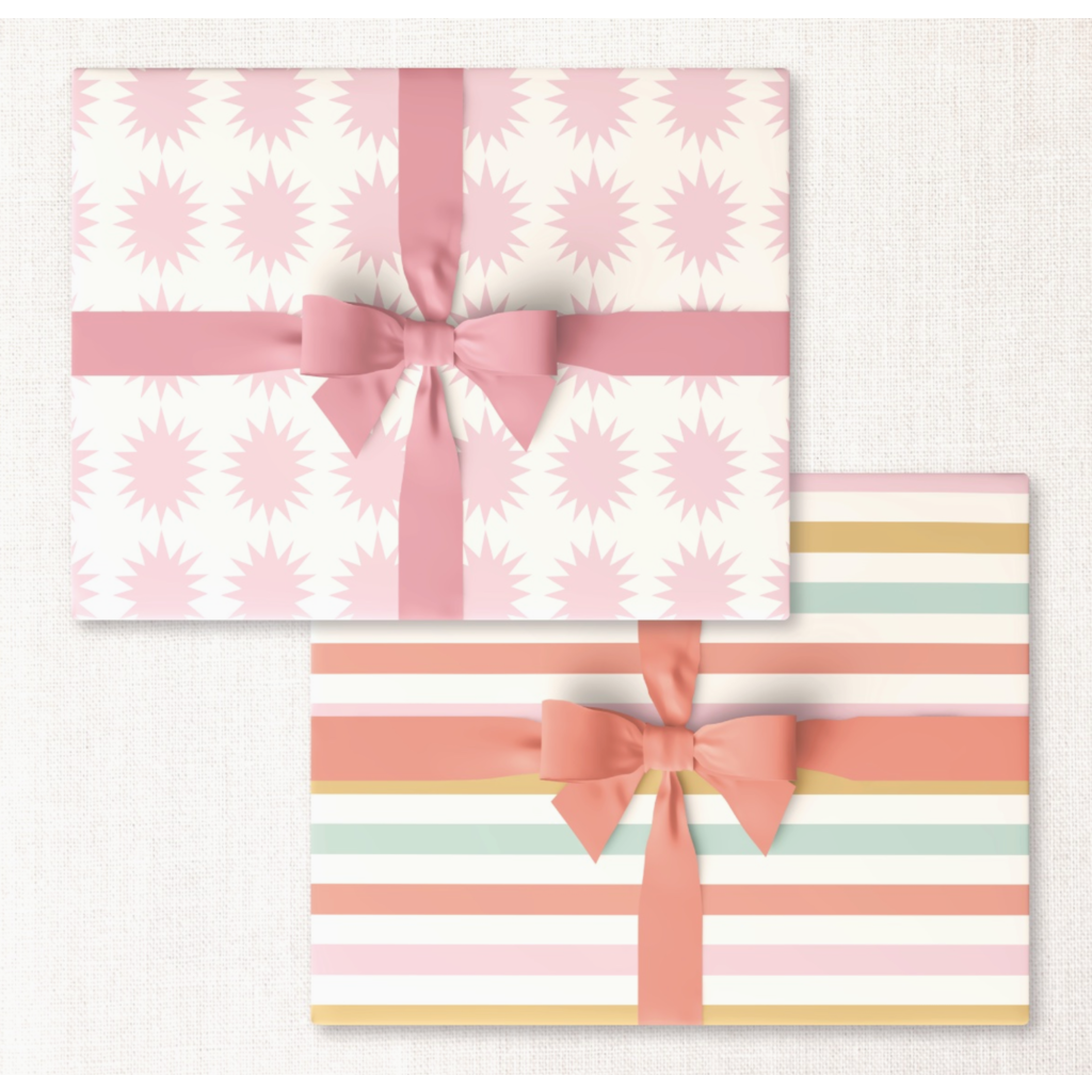 Pink Bursts + Warm Beach Stripe Double-sided Wrap Sheet