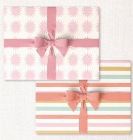 Pink Bursts + Warm Beach Stripe Double-sided Wrap Sheet