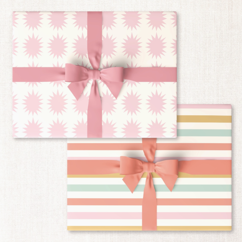 Pink Bursts + Warm Beach Stripe Double-sided Wrap Sheet