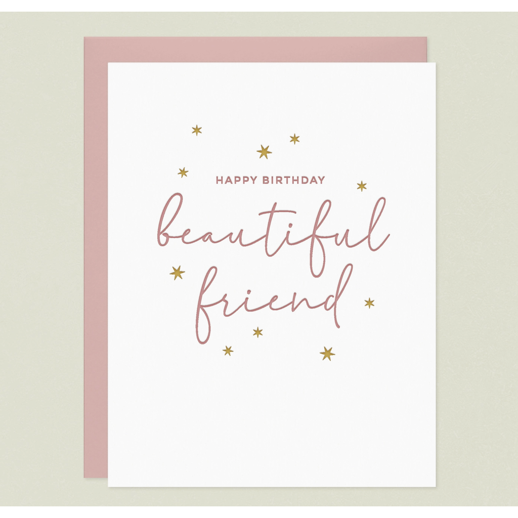 Beautiful Friend Birthday Letterpress Greeting Card