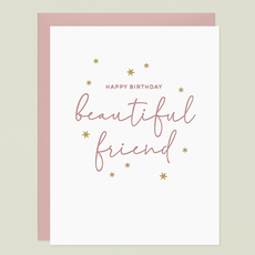 Beautiful Friend Birthday Letterpress Greeting Card