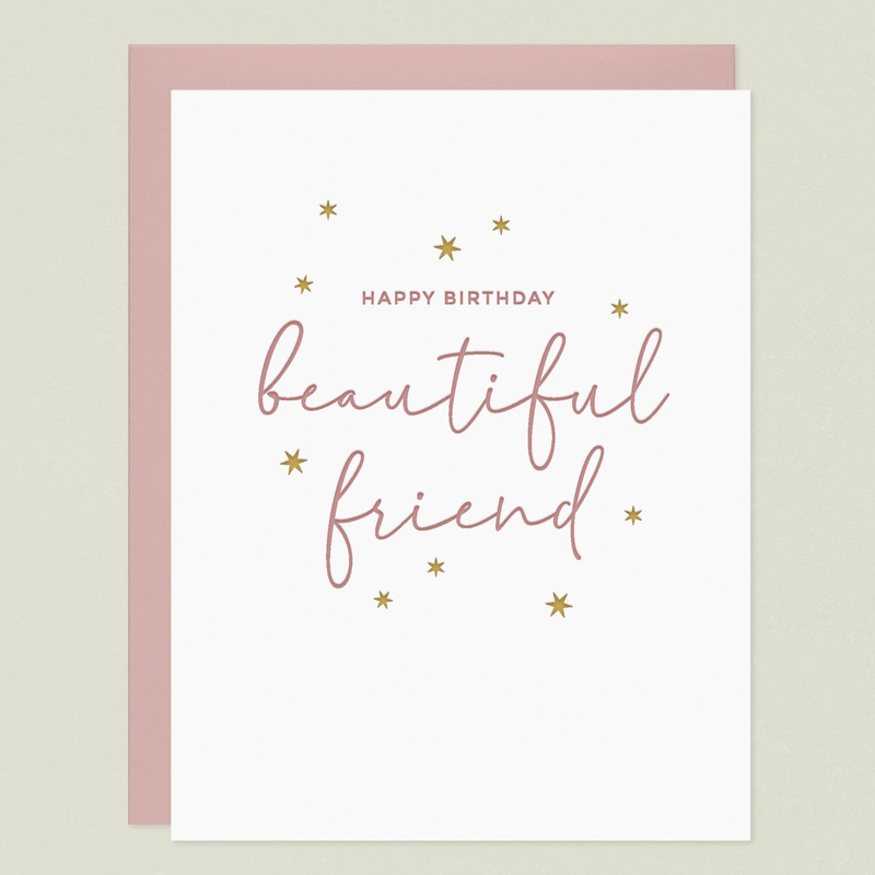Beautiful Friend Birthday Letterpress Greeting Card