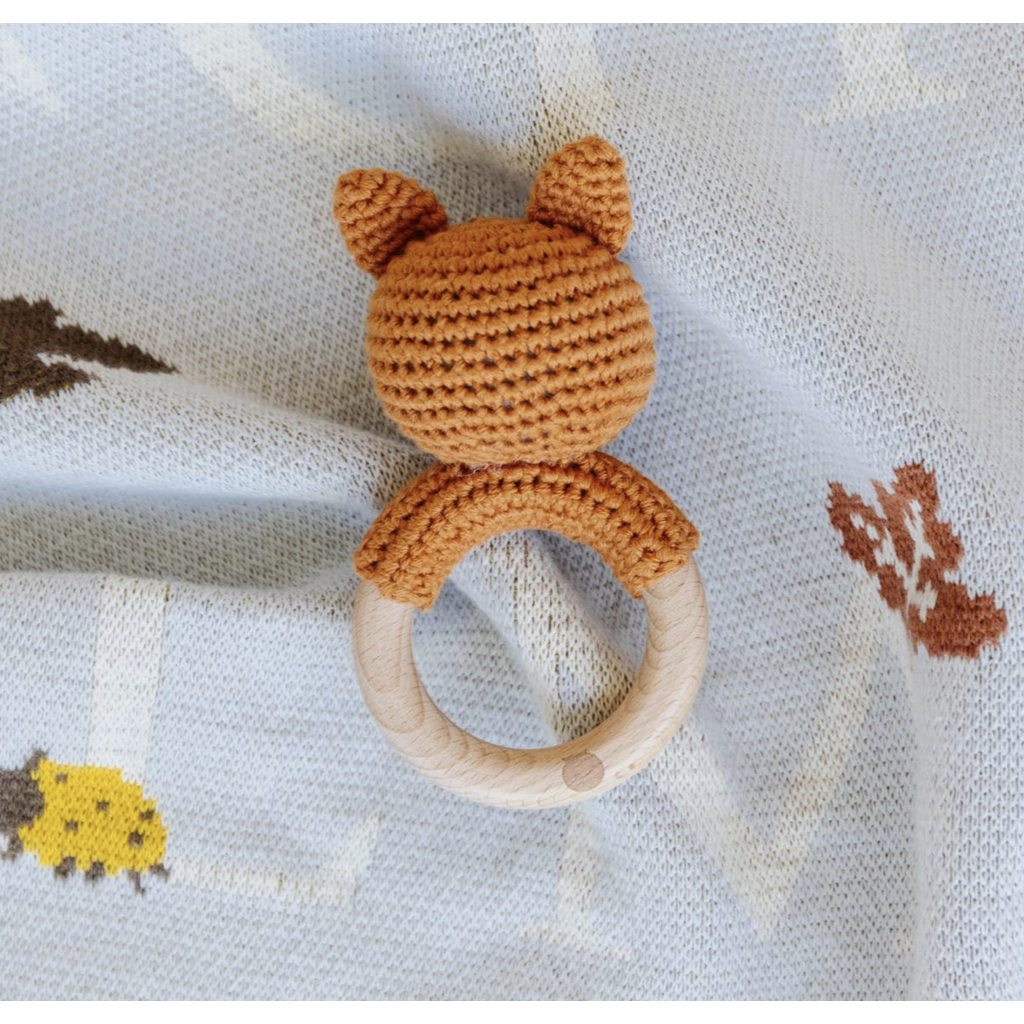 Teether Fox Cotton Rattle