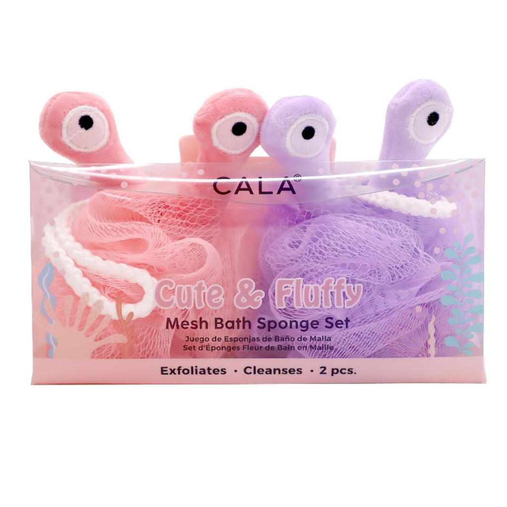 Cute & Fluffy Mesh Bath Sponge Set