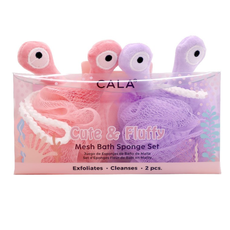Cute & Fluffy Mesh Bath Sponge Set