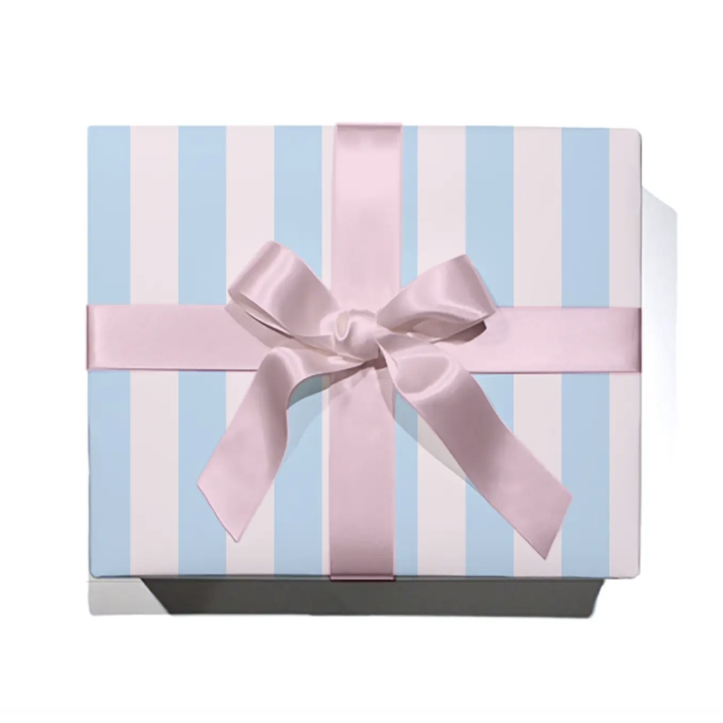 Pastel Blue/Blush Stripe Wrapping Paper - Single Sheet