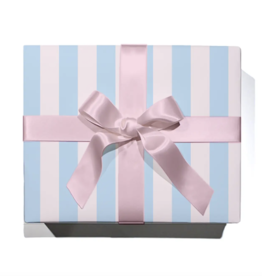 Pastel Blue/Blush Stripe Wrapping Paper - Single Sheet