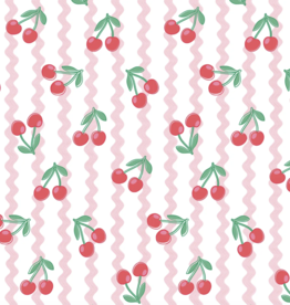 Pink Cherry Ric Rac Wrapping Paper - Single Sheet