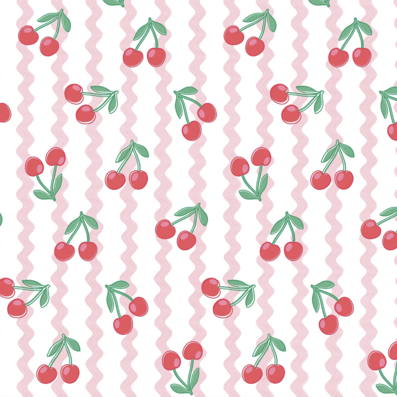 Pink Cherry Ric Rac Wrapping Paper - Single Sheet