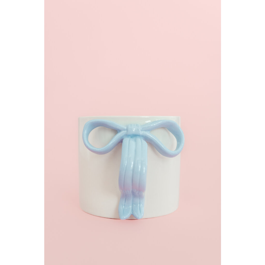 Powder Blue Bow Ceramic Coffee Mug