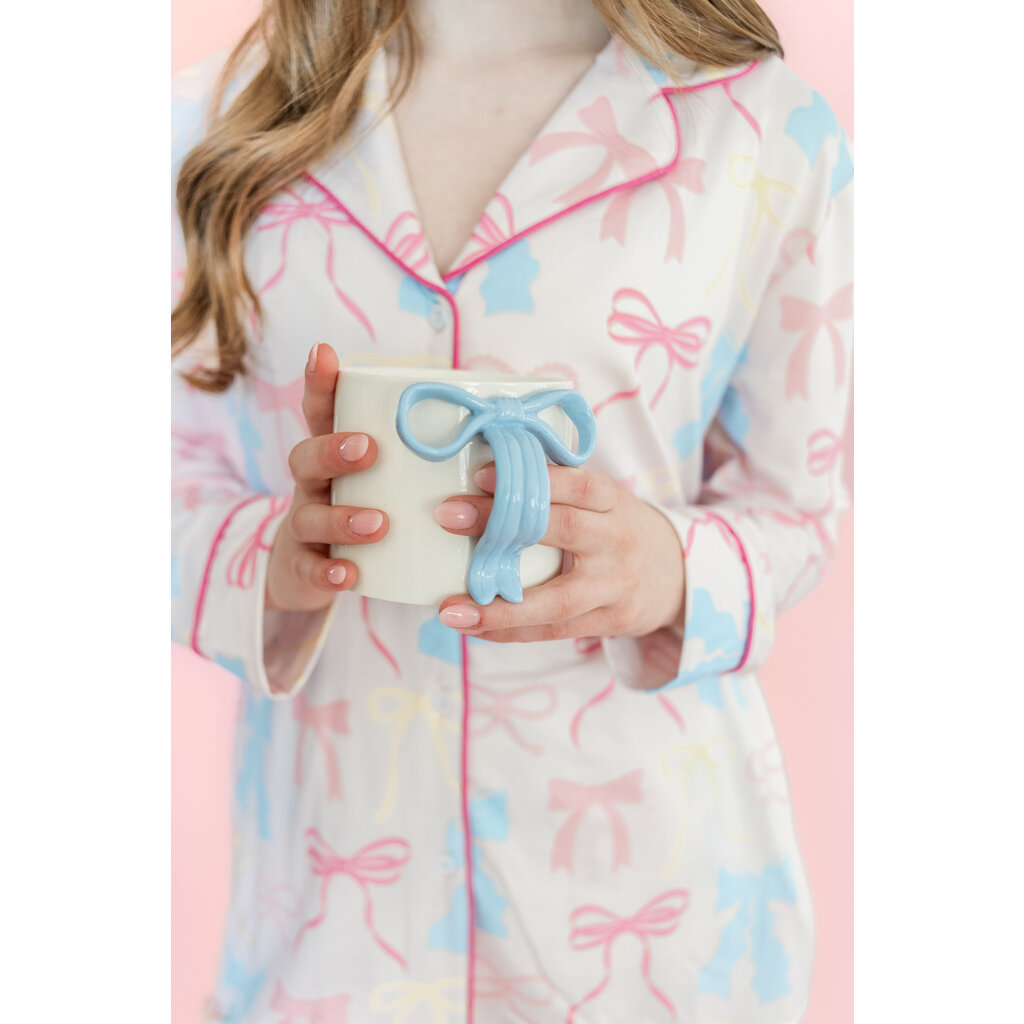 Powder Blue Bow Ceramic Coffee Mug