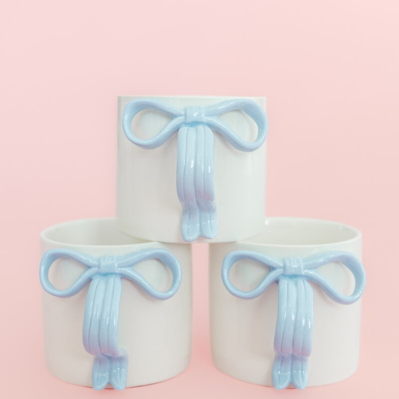 Powder Blue Bow Ceramic Coffee Mug