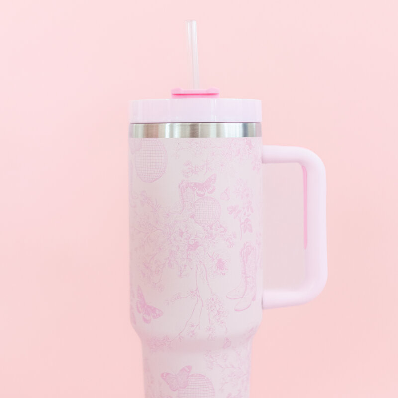 Pink Disco Cowgirl Toile 40oz Tumbler