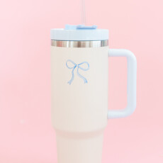Cream & Blue Bow 40oz Tumbler