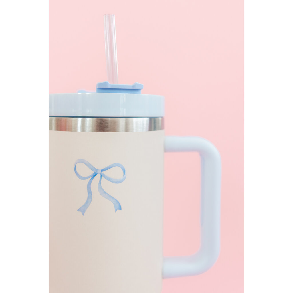 Cream & Blue Bow 40oz Tumbler