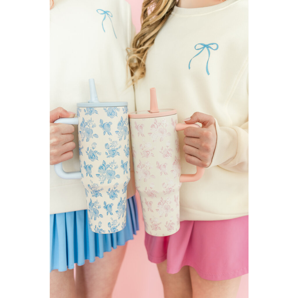Cream & Blue Floral 40oz Tumbler