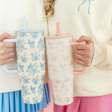 Cream & Blue Floral 40oz Tumbler