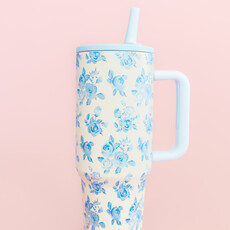 Cream & Blue Floral 40oz Tumbler
