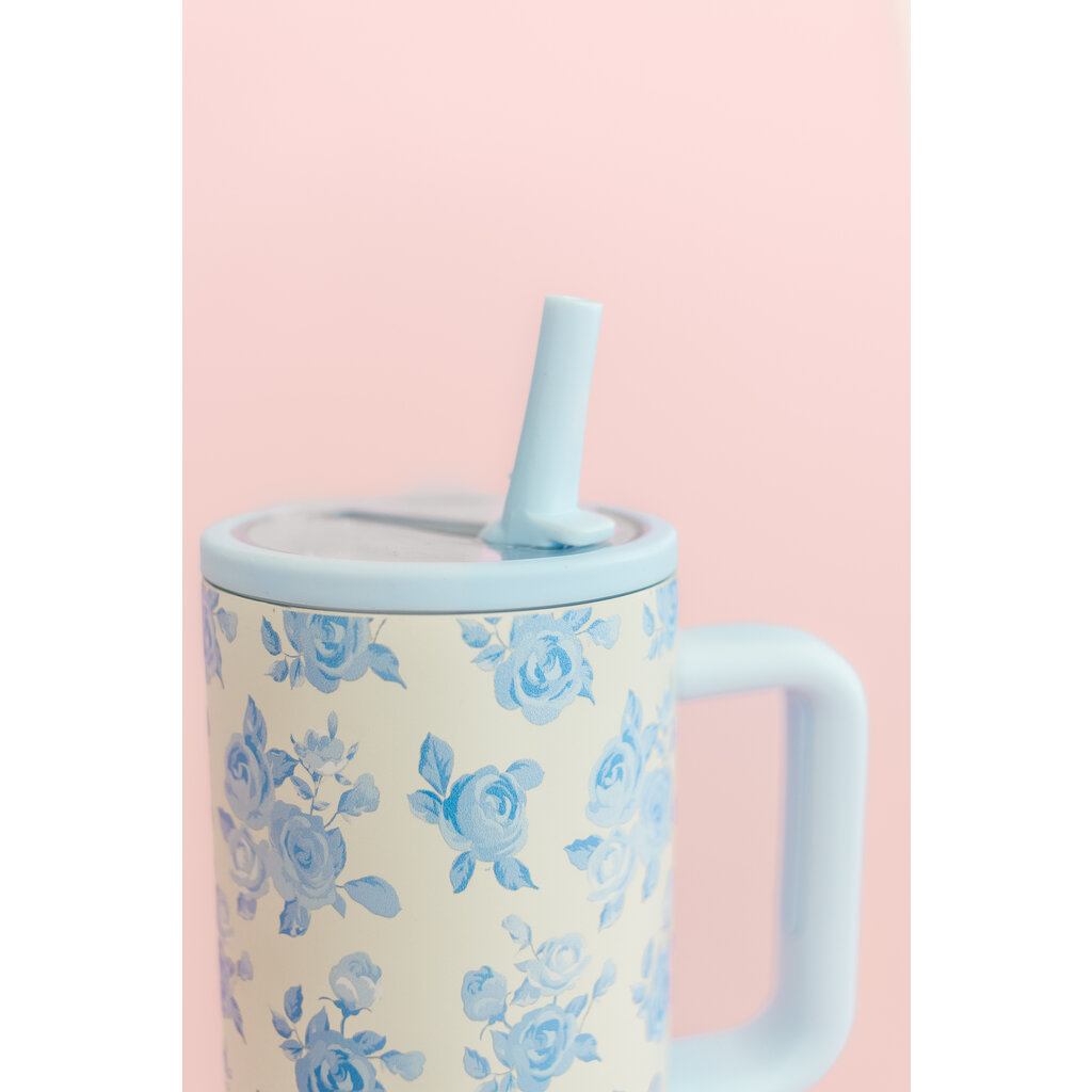 Cream & Blue Floral 40oz Tumbler
