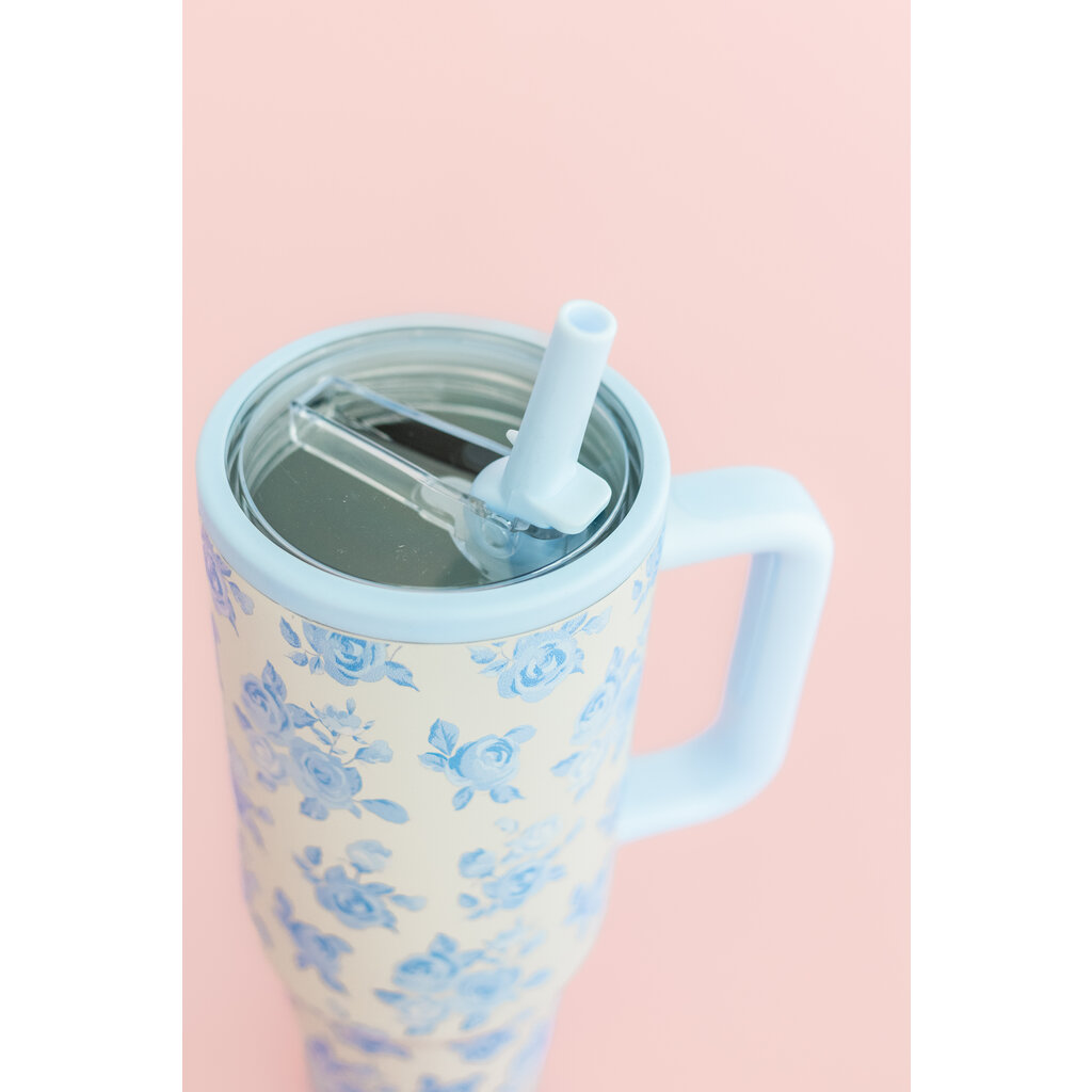 Cream & Blue Floral 40oz Tumbler