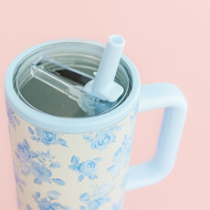 Cream & Blue Floral 40oz Tumbler