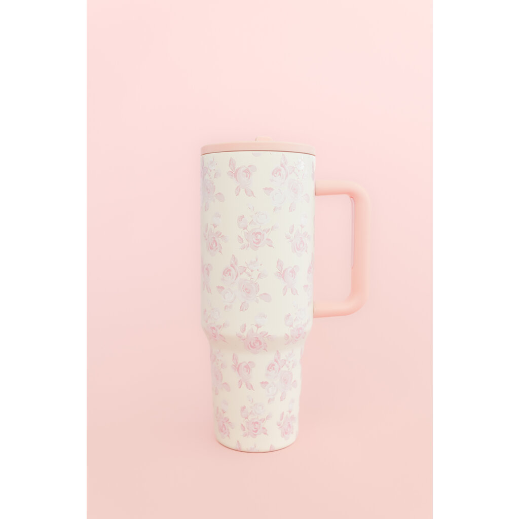Cream & Pink Floral 40oz Tumbler