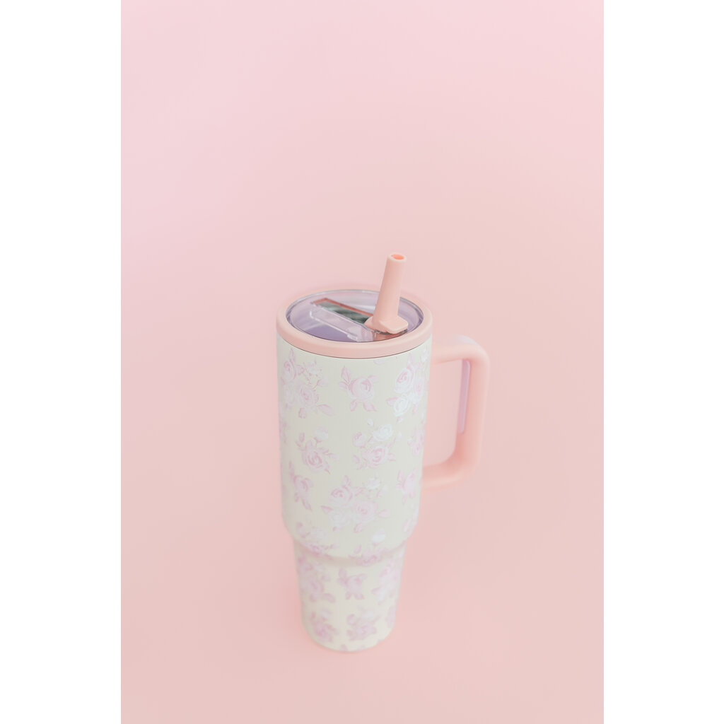 Cream & Pink Floral 40oz Tumbler