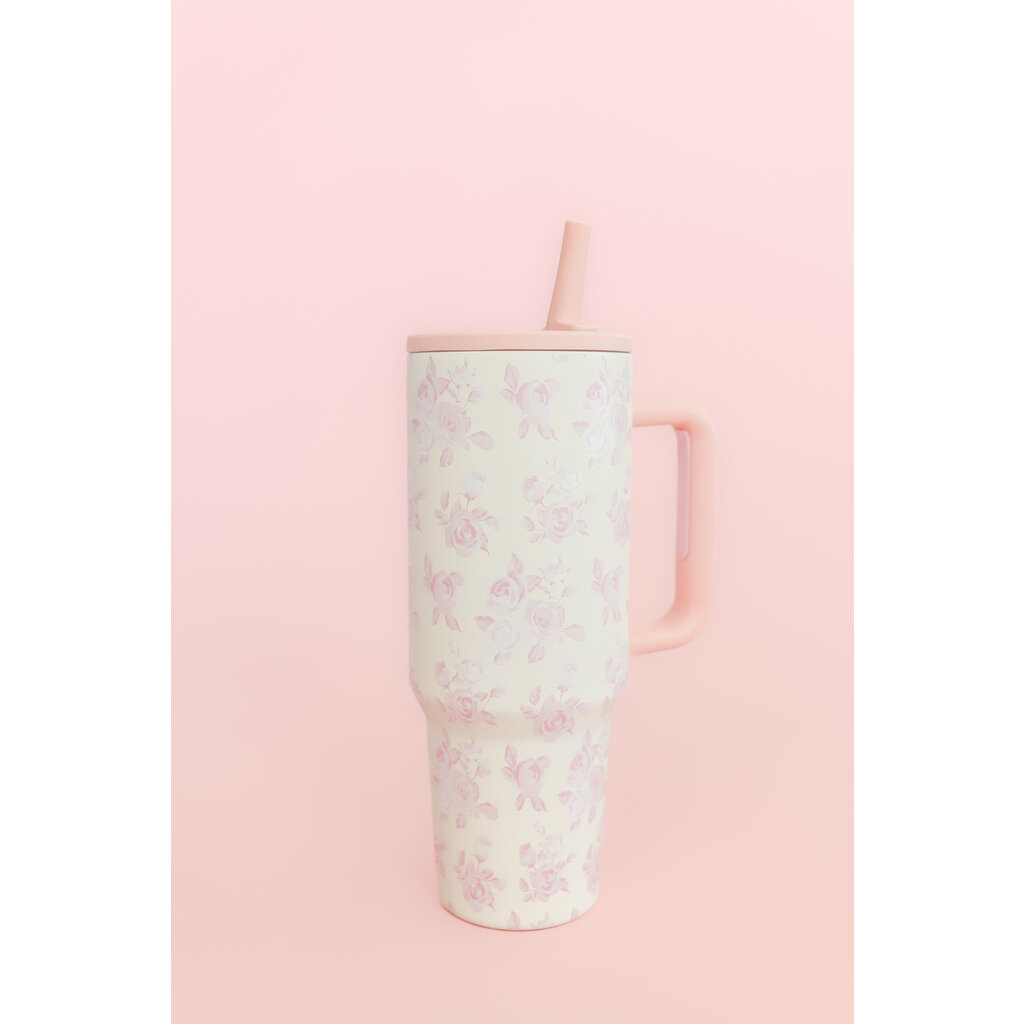 Cream & Pink Floral 40oz Tumbler