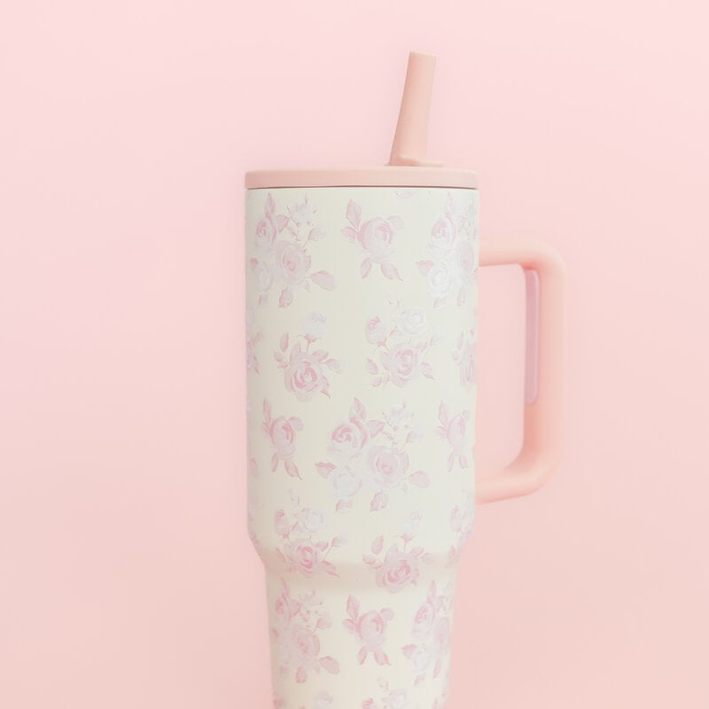 Cream & Pink Floral 40oz Tumbler