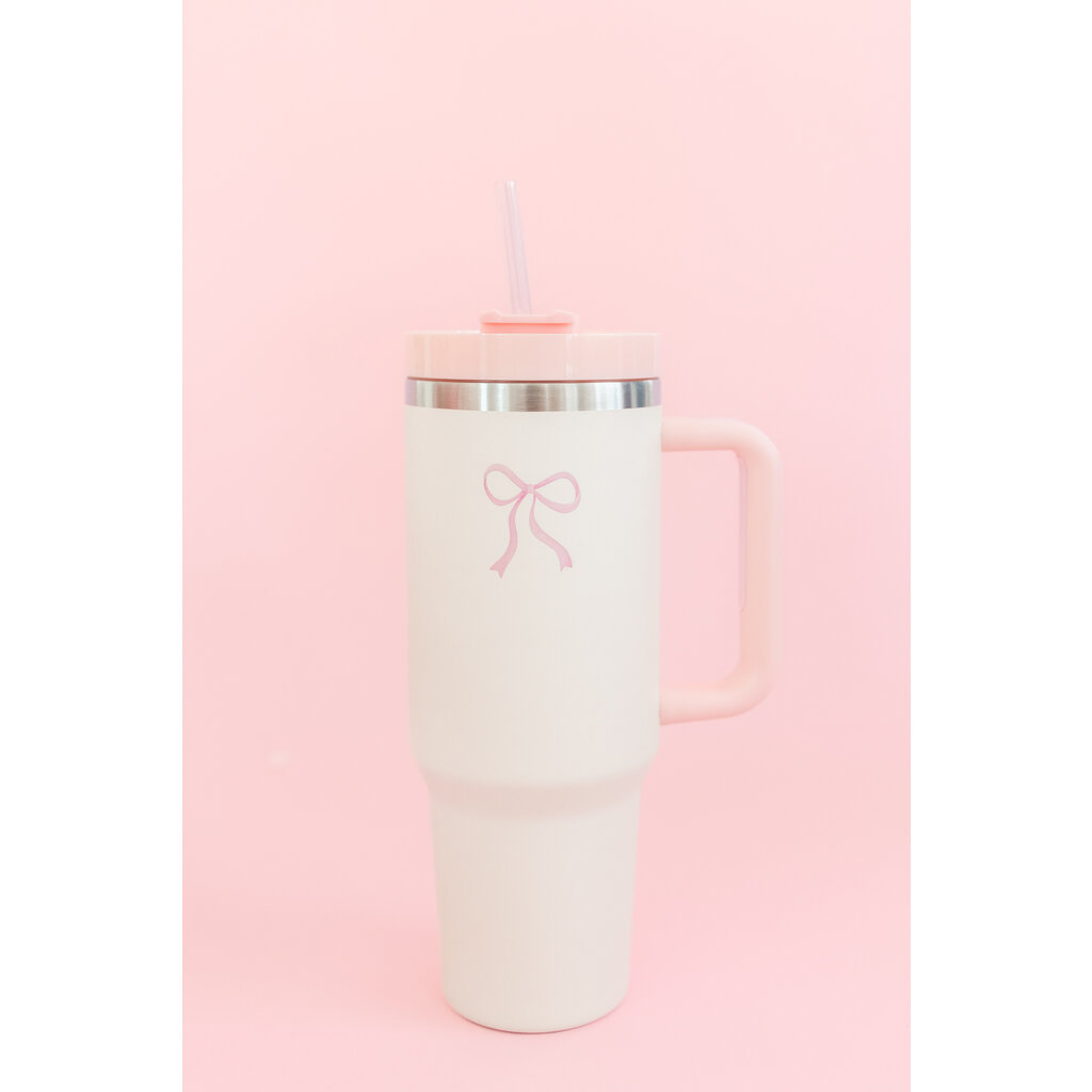 Cream & Pink Bow 40oz Tumbler