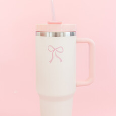 Cream & Pink Bow 40oz Tumbler