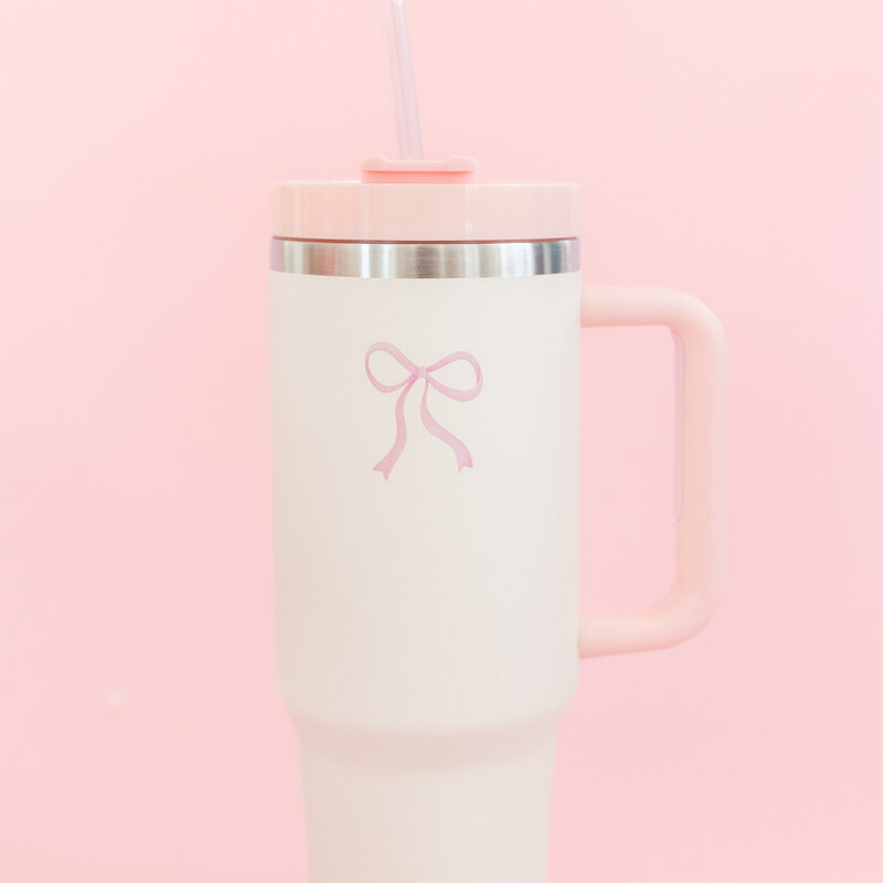 Cream & Pink Bow 40oz Tumbler