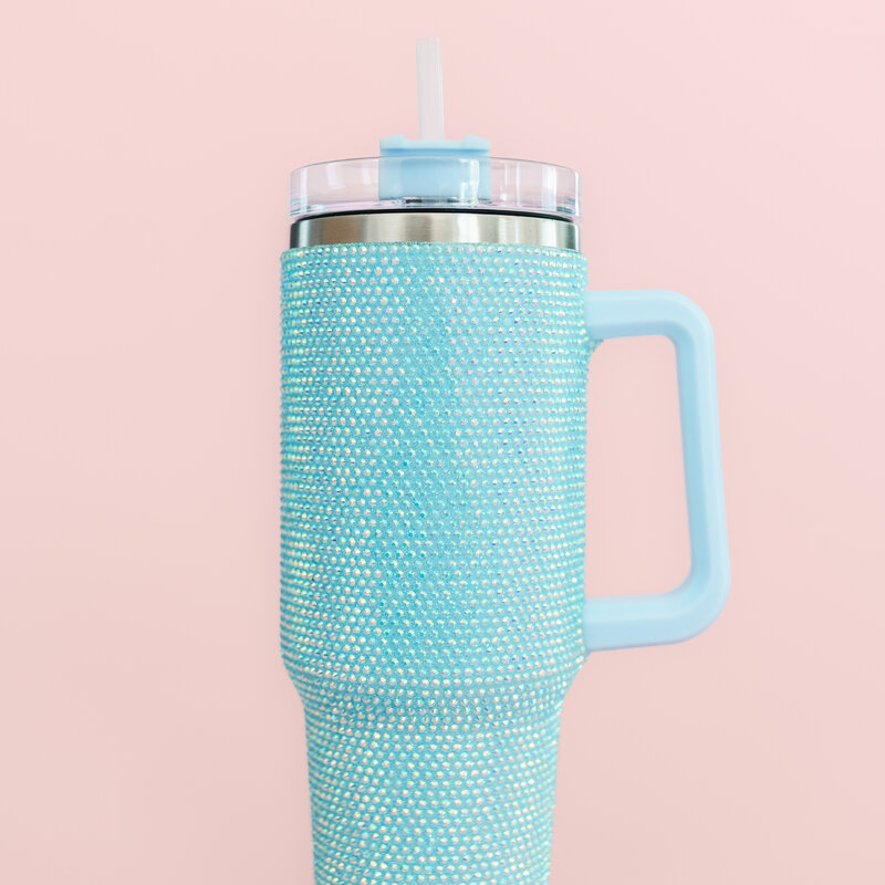 Blue Rhinestone 40 oz Tumbler