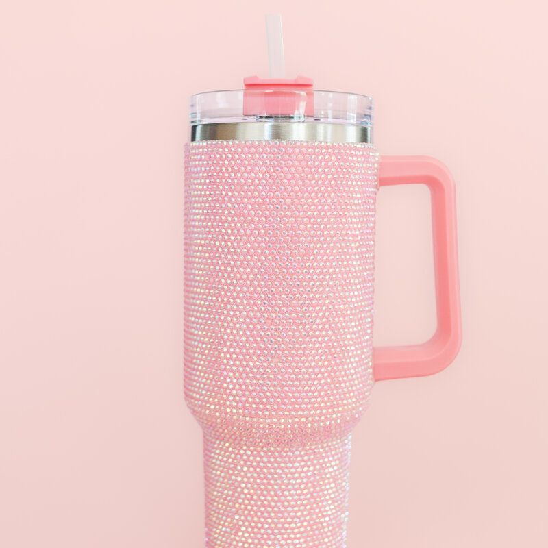 Light Pink Rhinestone 40oz Tumbler