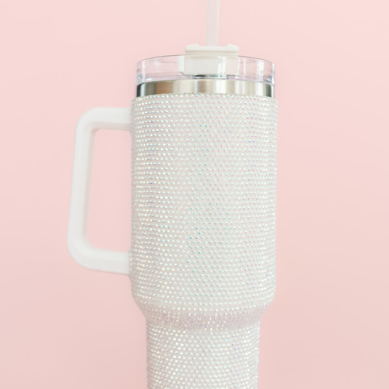 White Rhinestone 40oz Tumbler