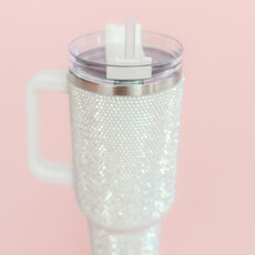 White Rhinestone 40oz Tumbler