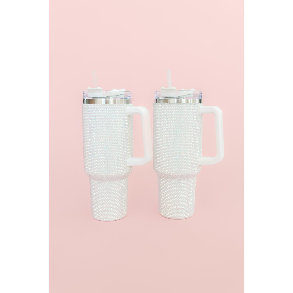 White Rhinestone 40oz Tumbler