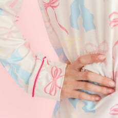 Pink Pastel Bows Long Sleeve Pajamas Set