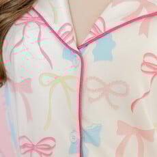 Pink Pastel Bows Long Sleeve Pajamas Set