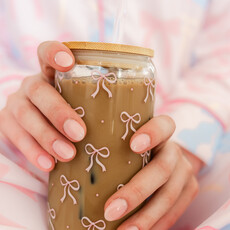 Pink Bow Latte Glass