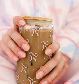 Pink Bow Latte Glass