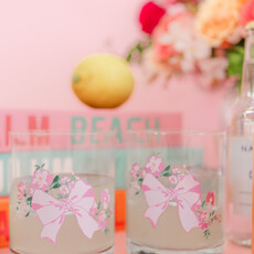 Coquette Pink Bow Floral Cocktail Glass