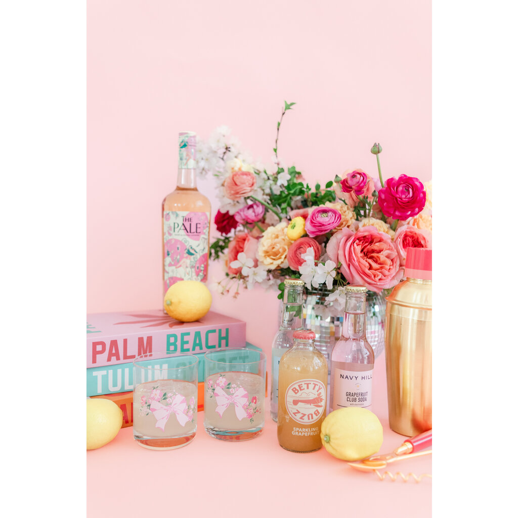 Coquette Pink Bow Floral Cocktail Glass