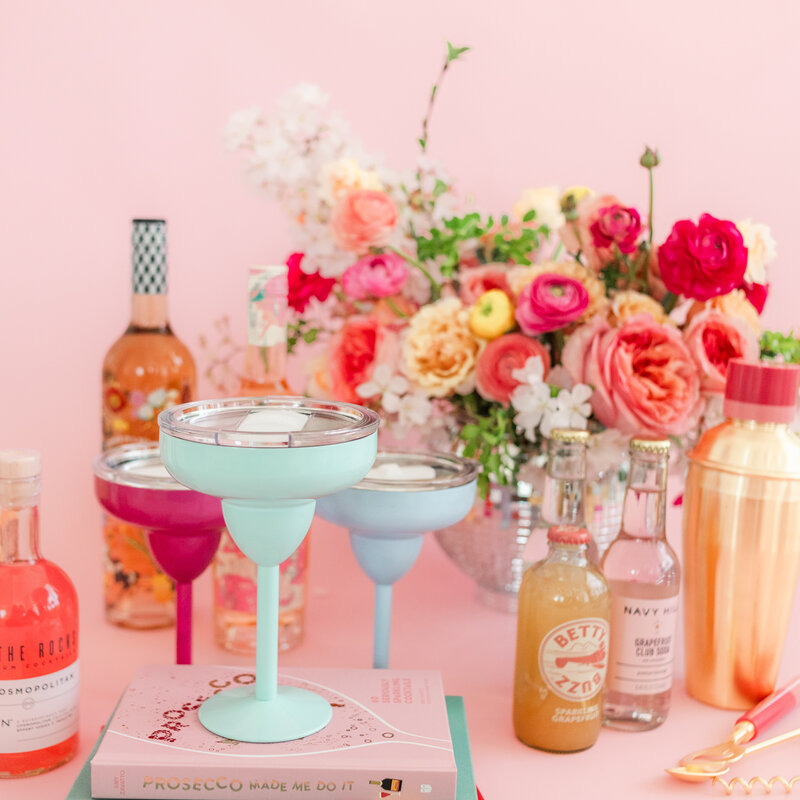 Hot Pink Margarita 8oz Glass & Lid