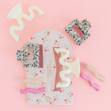 Pink and Leopard Wavy Hair Clip Set