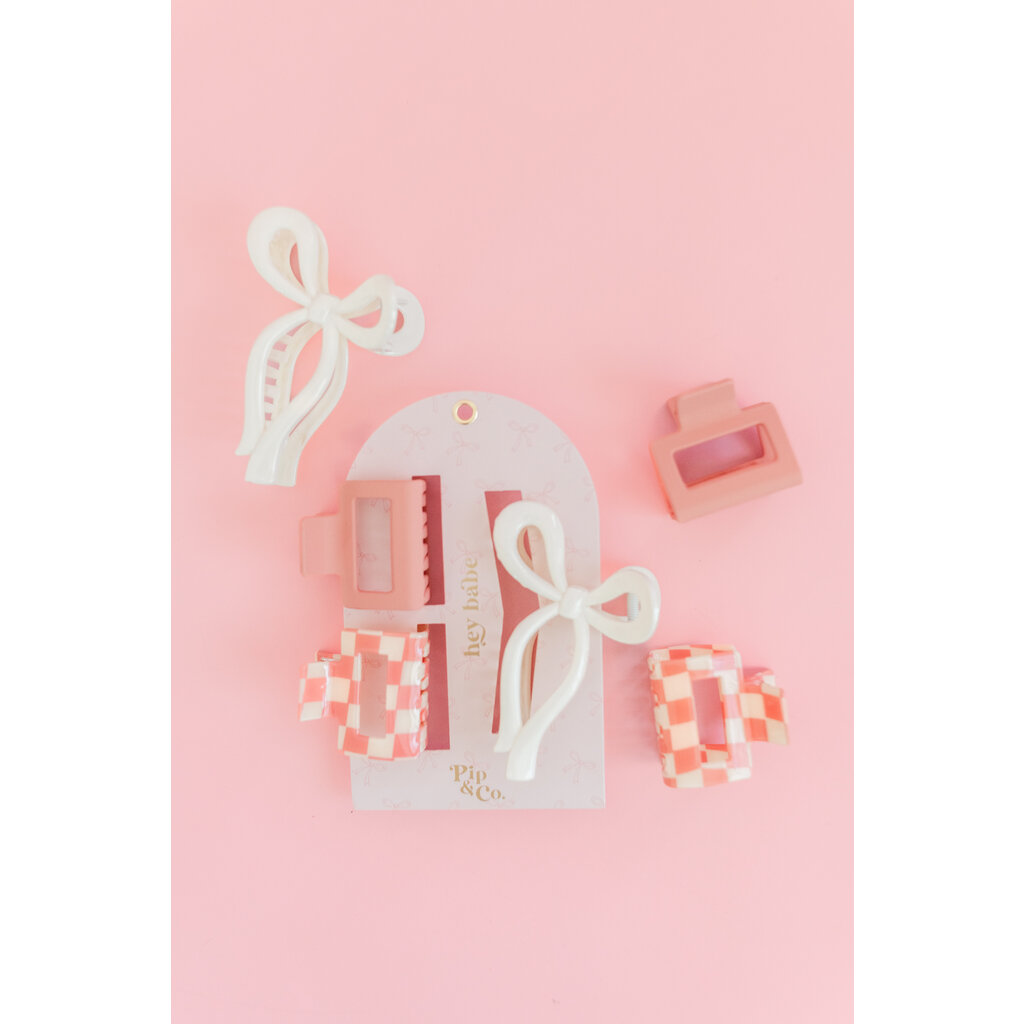 Pink Cream Hair Clip Set