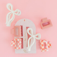 Pink Cream Hair Clip Set