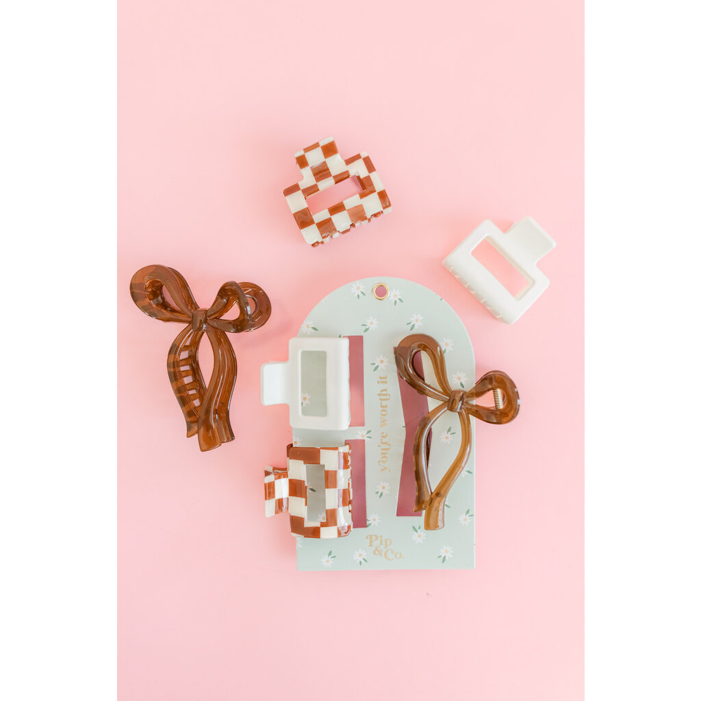Mocha Cream Hair Clip Set