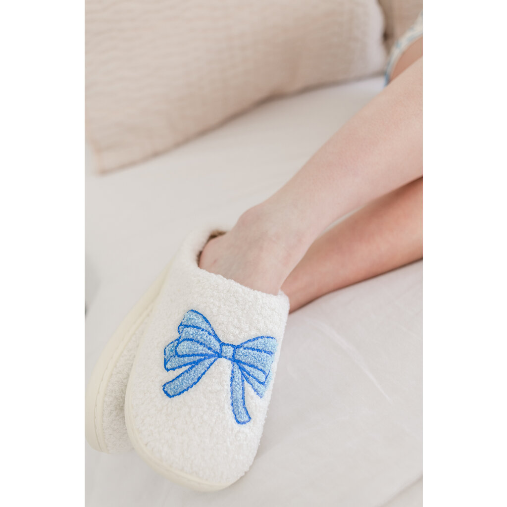 Blue Bow Slippers