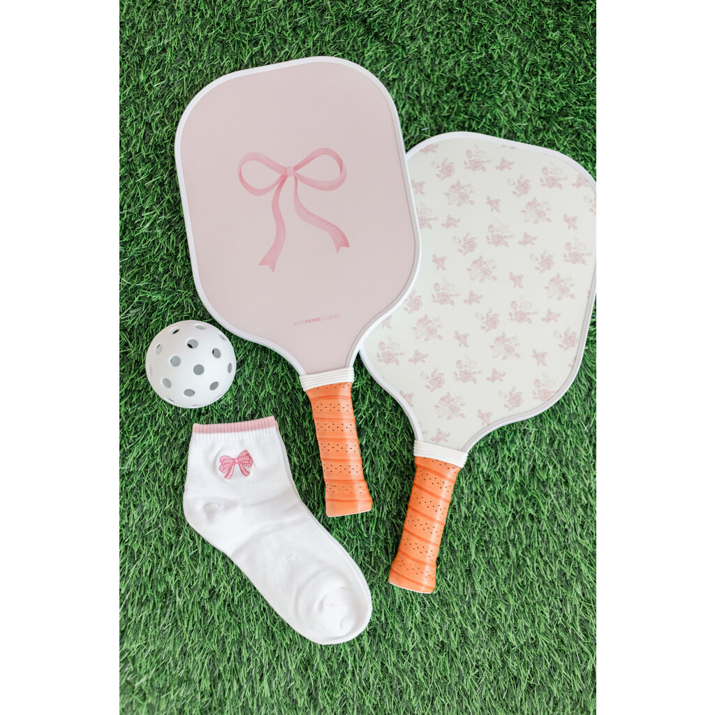 Coquette Pink Bow Floral Pickleball Paddle